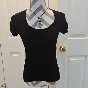 INC International Concepts Black Short Sleeve Top